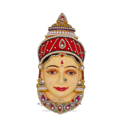 Decorative Varalakshmi Devi Face Mukhota for Pooja - Sravanaasam Pooja Ammavari Face Margashirsha Varalaxmi Mukhota