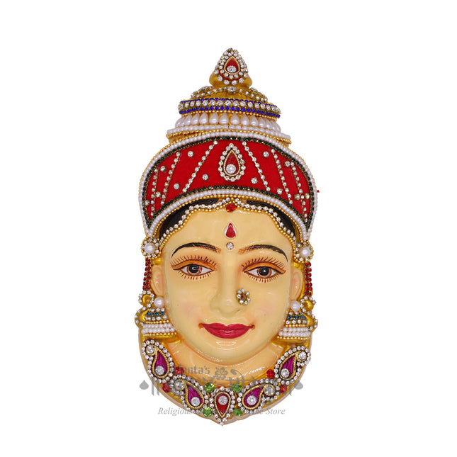Decorative Varalakshmi Devi Face Mukhota for Pooja - Sravanaasam Pooja Ammavari Face Margashirsha Varalaxmi Mukhota