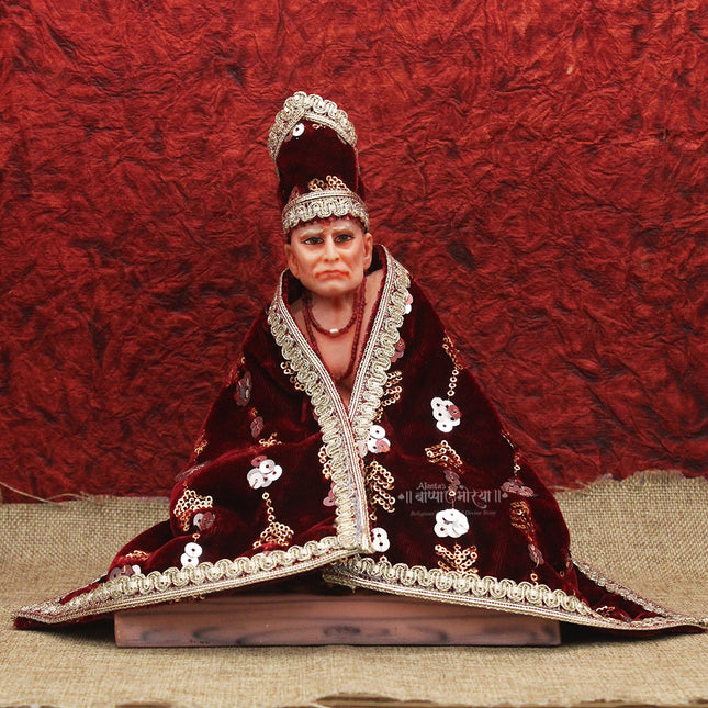 Anant Koti Brahmand Nayak Akkalkot Niwasi Shree Swami Samarth Maharaj & Shirdi Sai Baba –Traditional Embroidered श्री स्वामी समर्थ पोशाखVelvet Spiritual Idol Devotional Vastra (8 Inches)