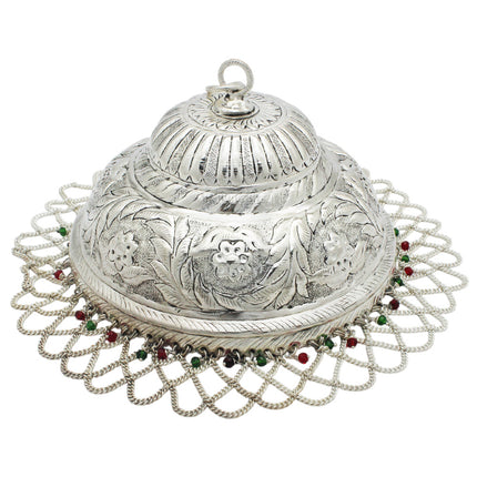 Decorative Deity Chhatra for Swami Samartha Ganpati ji Radha Krishna God & Goddess Idols स्वामी गणपती राधा कृष्ण तसेच देव-देवी मूर्तींसाठी पितळी सजावटी मंदिर छत्र Mandir Chatra for Navratri Daily Pooja Temple Decoration (8 inch Diameter)