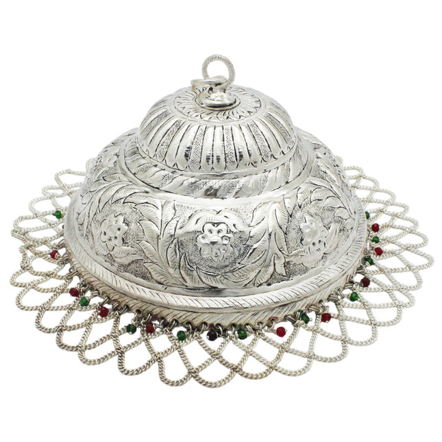 Decorative Deity Chhatra for Swami Samartha Ganpati ji Radha Krishna God & Goddess Idols स्वामी गणपती राधा कृष्ण तसेच देव-देवी मूर्तींसाठी पितळी सजावटी मंदिर छत्र Mandir Chatra for Navratri Daily Pooja Temple Decoration (8 inch Diameter)