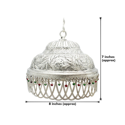 Decorative Deity Chhatra for Swami Samartha Ganpati ji Radha Krishna God & Goddess Idols स्वामी गणपती राधा कृष्ण तसेच देव-देवी मूर्तींसाठी पितळी सजावटी मंदिर छत्र Mandir Chatra for Navratri Daily Pooja Temple Decoration (8 inch Diameter)