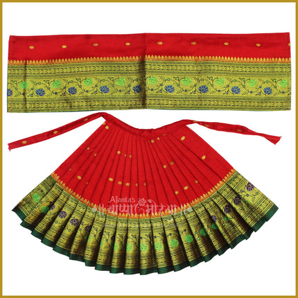 Maharani Devi Dress 9 Inch – Traditional Red Poshak for Mahalaxmi Maa | Kalash Sthapana & Margashirsha Puja Vastra | Red Lehanga Dress for Devi Idol or Ghat Decoration  (9 Inch)