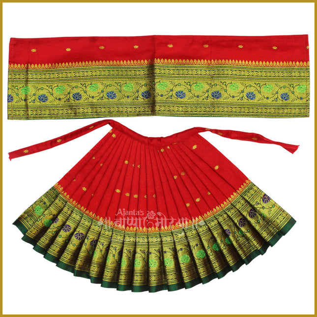 Maharani Devi Dress 9 Inch – Traditional Red Poshak for Mahalaxmi Maa | Kalash Sthapana & Margashirsha Puja Vastra | Red Lehanga Dress for Devi Idol or Ghat Decoration  (9 Inch)