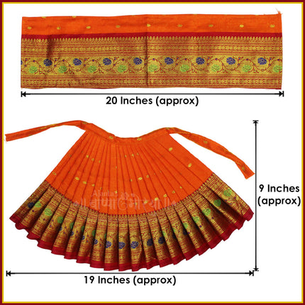 Maharani Mahalaxmi  Saree Vastra/Poshak | Kalash Sthapana Margashirsh Puja| Traditional Dress Poshak for Devi Maa Lakshmi for Pujas - Size of Lehanga 9(Height) x 19 (Length) Inch (9 Inches Poshak)