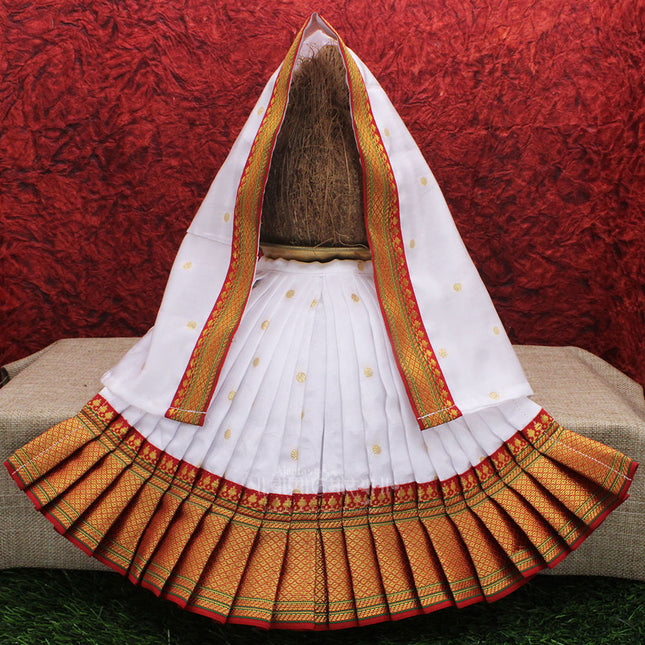 Navaratri Goddess Kalash Women's Silk Saree , Mata Rani Poshak, Maa Laxmi, Durga, Saraswati, Radha Chunri Patka and Lehenga/Ghagra Dress (9 inch Poshak)