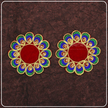 Velvet Designer Aasan Pooja Cloth Mat Mandir Temple Home Office Base ChowkiPooja Aasan for Mandir Home Temple Idol Placement | Velvet Designer Puja Altar Cloth Mat Home Office Base Chowki | Festivals & Daily Rituals (3*3 Asan)