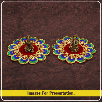 Velvet Designer Aasan Pooja Cloth Mat Mandir Temple Home Office Base ChowkiPooja Aasan for Mandir Home Temple Idol Placement | Velvet Designer Puja Altar Cloth Mat Home Office Base Chowki | Festivals & Daily Rituals (3*3 Asan)