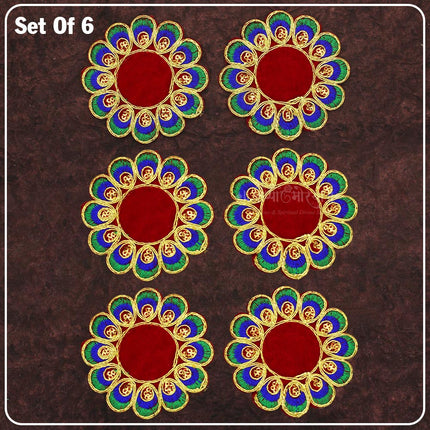 Velvet Designer Aasan Pooja Cloth Mat Mandir Temple Home Office Base ChowkiPooja Aasan for Mandir Home Temple Idol Placement | Velvet Designer Puja Altar Cloth Mat Home Office Base Chowki | Festivals & Daily Rituals (3*3 Asan)