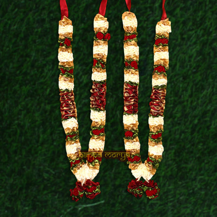 Artificial Wedding Garlands for Bride & Groom – Red Varmala Artificial Rose Flower Garland for Photo Frame | Rose Flower Mala for God Idol Photos 24 Inches