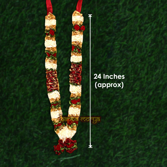 Artificial Wedding Garlands for Bride & Groom – Red Varmala Artificial Rose Flower Garland for Photo Frame | Rose Flower Mala for God Idol Photos 24 Inches