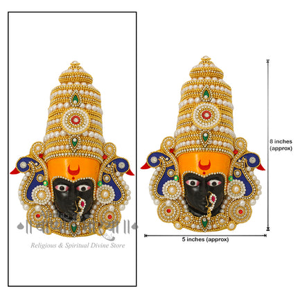 Mahalaxmi Kolhapur Face Idol | Decorative Mata Laxmi Mukut with Stone & Pearl Work | Special for Laxmi Guruvar Vrat & Home Temple