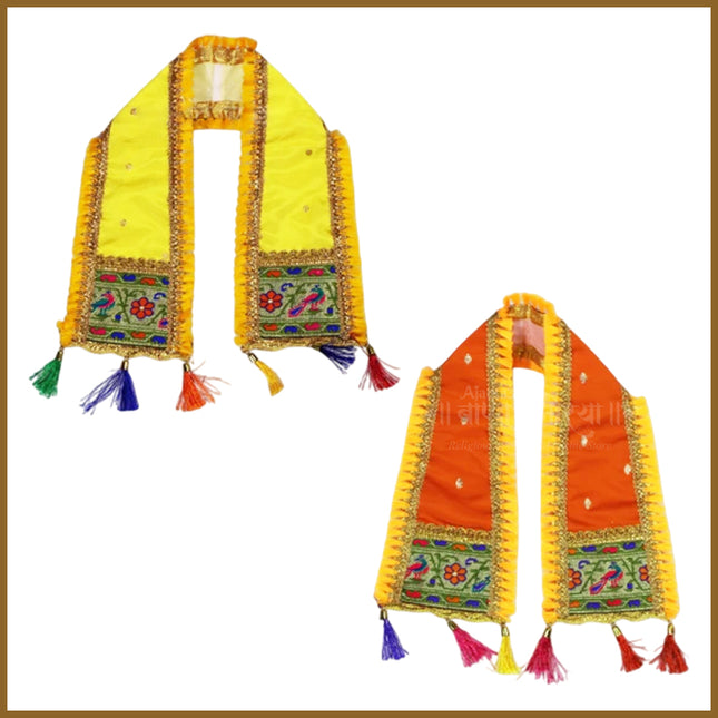 Ganpati Shela with Moti Design , Khes, Patka, Uparna Vastra for Gauri Ganpati, Ganesh Chaturthi, Varalakshmi Vratam, Navratri, Durga Puja, Decoration Accessories for Idols, God Dress (Set OF 2) (24 Inch)