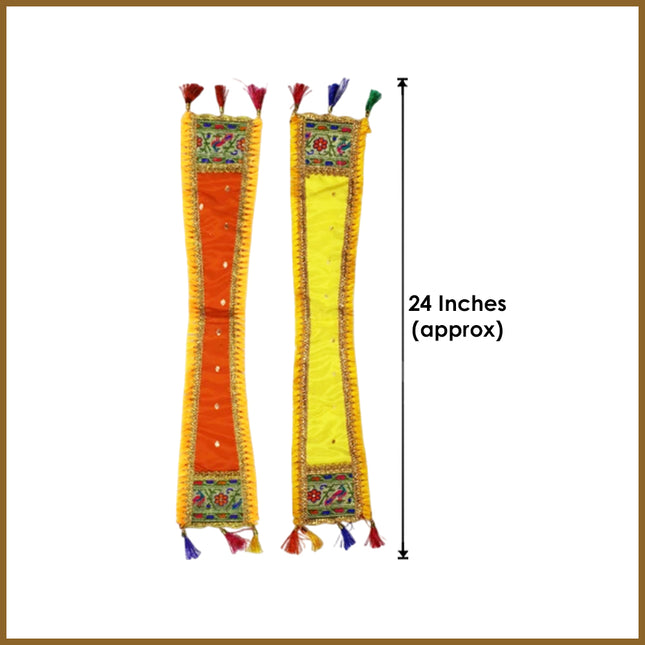 Ganpati Shela with Moti Design , Khes, Patka, Uparna Vastra for Gauri Ganpati, Ganesh Chaturthi, Varalakshmi Vratam, Navratri, Durga Puja, Decoration Accessories for Idols, God Dress (Set OF 2) (24 Inch)