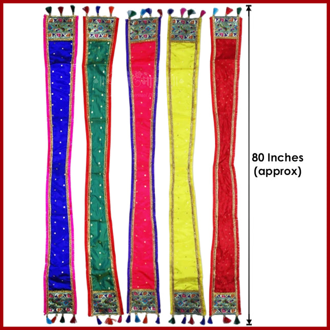 Divine Chunari Patka Shela for Deity Decoration – Perfect for Ganesh, Krishna, Lakshmi & Devi Idols (Set Of 5) 80 Inch