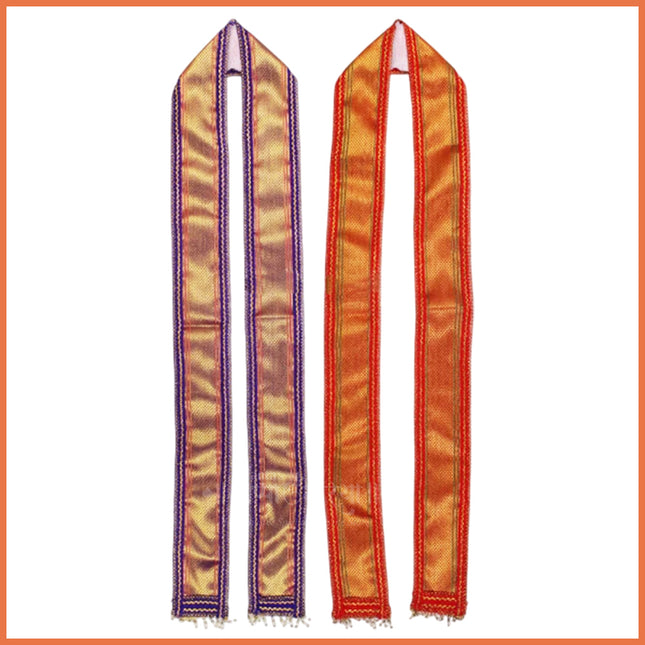 Ganpati Shela with Moti Design – Decorative Dupatta, Khes, Patka & Uparna Vastra for Ganesh Chaturthi, Religious & Festive Use (80 inch)