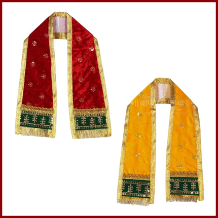 Devotional 30-Inch Velvet Khesh with Golden Embroidery – Ideal for Ganpati, Krishna, Ram & Devi Idols