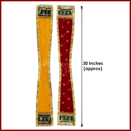 Devotional 30-Inch Velvet Khesh with Golden Embroidery – Ideal for Ganpati, Krishna, Ram & Devi Idols