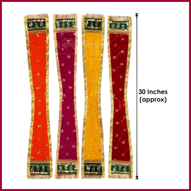 Ganpati Shela / Khes / Uparna VastravPremium Velvet God Poshak / Chunri 30 Inch – Heavy Embroidered Deity Shawl for Mandir, Pooja & Festival Decoration (Multi-Color, Set of 4)