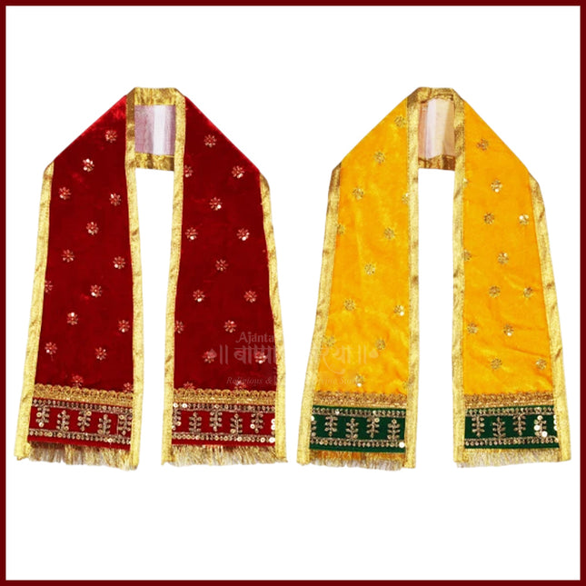 Ganpati Shela / Khes / Uparna Vastra – Decorative Dupatta for God & Goddess Idols, Ideal for Ganesh Chaturthi, Navratri & Festivals (Set OF 2)  (40 inches)
