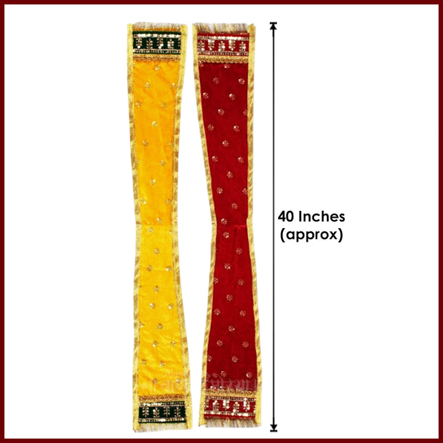 Ganpati Shela / Khes / Uparna Vastra – Decorative Dupatta for God & Goddess Idols, Ideal for Ganesh Chaturthi, Navratri & Festivals (Set OF 2)  (40 inches)