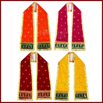 Handcrafted Uparna Khes for Ganeshji, Krishna, Gauri, Ganpati & Laxmi – Set of 4 Devotional Shawls for Idol Decoration (40 Inch )