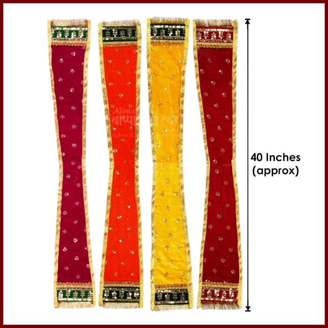 Handcrafted Uparna Khes for Ganeshji, Krishna, Gauri, Ganpati & Laxmi – Set of 4 Devotional Shawls for Idol Decoration (40 Inch )