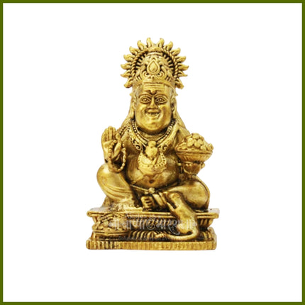 Dhan Varsha Kubera  Shree Dhanapati Kubera Brass Idol – Lord of Wealth, Prosperity, Treasure Guardian & Abundance Bestower for Home Puja, Mandir, Office, Financial Success & Positive Energy