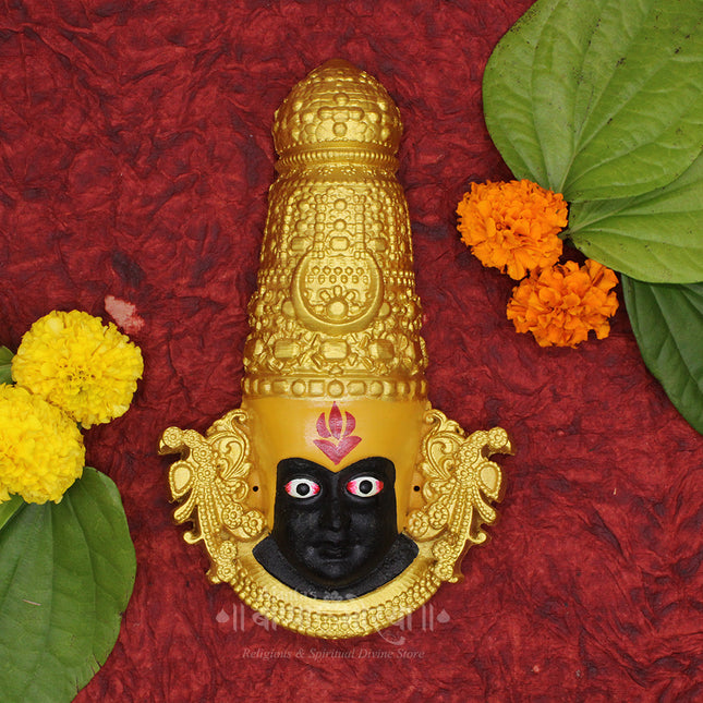 Divine Kolhapuri Mahalakshmi Ambabai Mukhota | Real Look  Handcrafted Devi Face | Premium Polyfiber Mukhavata for Pooja and Spiritual Décor (8.5 Inch )