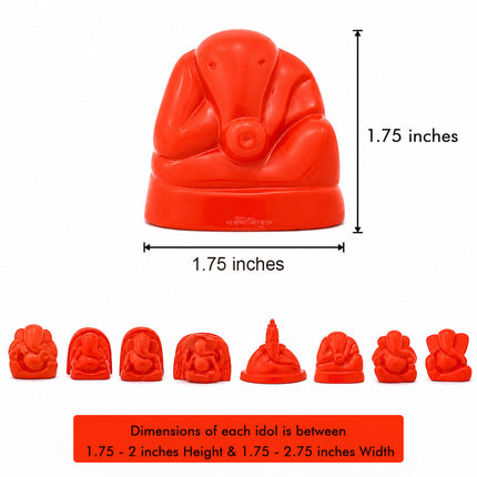Ashtavinayak Siddh Bappa Darshan Set | Sacred Collection of 8 Ashtavinayak Ganesh Idols | Premium Hindu Pooja & Temple Decor | Spiritual Gift for Home, Office & Festivals(1.75 inches)