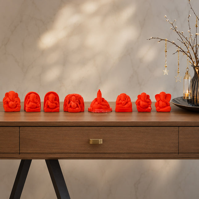 Ashtavinayak Siddh Bappa Darshan Set | Sacred Collection of 8 Ashtavinayak Ganesh Idols | Premium Hindu Pooja & Temple Decor | Spiritual Gift for Home, Office & Festivals(1.75 inches)