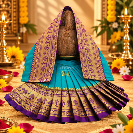 Devi Mata Laxmi Pujan | Kalash Sthapana Margashirsh Puja | Navratri Traditional Dress Poshak Lahanga- 7(Height) x 16(Length) Inches, Dupatta- 18(Length ) Inches Approx  (7 Inch Poshak)