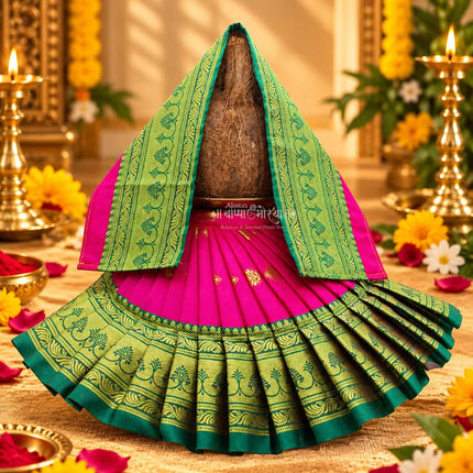 Devi Mata Laxmi Pujan | Kalash Sthapana Margashirsh Puja | Navratri Traditional Dress Poshak Lahanga- 7(Height) x 16(Length) Inches, Dupatta- 18(Length ) Inches Approx  (7 Inch Poshak)