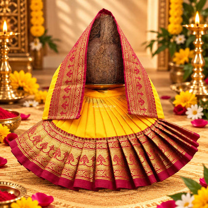 Devi Mata Laxmi Pujan | Kalash Sthapana Margashirsh Puja | Navratri Traditional Dress Poshak Lahanga- 7(Height) x 16(Length) Inches, Dupatta- 18(Length ) Inches Approx  (7 Inch Poshak)
