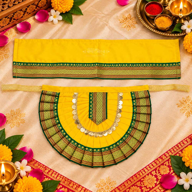 Kolhapuri Mahalaxmi Dress Vastra/Poshak | Kalash Sthapana Margashirsh Puja | Traditional Dress Poshak for Devi Maa Lakshmi for Puja(Yellow)( 6 inch Poshak)