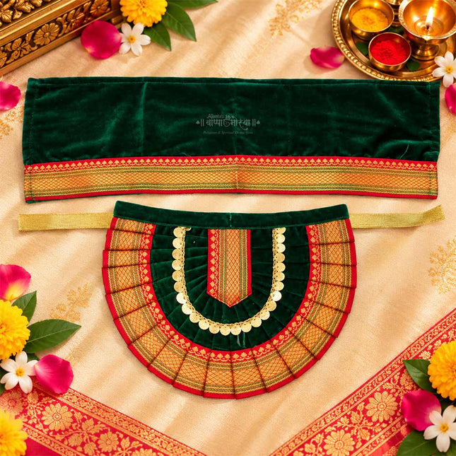 Kolhapuri Mahalaxmi Dress Vastra/Poshak | Kalash Sthapana Margashirsh Puja | Traditional Dress Poshak for Devi Maa Lakshmi for Puja (Green ) (6 Inch Poshak)