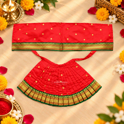 Margashish Devi Dress Poshak | Handcrafted Goddess Lehenga Dupatta Set for Lakshmi Puja, Margashirsha Guruvar & Navratri | Traditional Devi Idol Outfit for Home Temple & Daily Worship (6 Inch Poshak)