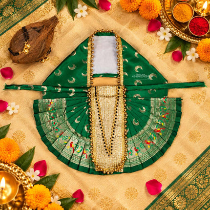 Karveer Nivasini Mahalaxmi Devi Face Poshak – Traditional Goddess Dress for Puja & Temple Decoration | Ambabai Style Poshak for Idol & Kalash (7 Inches Poshak)