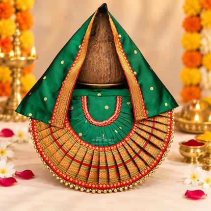 Kolhapuri Devi Rajnandini  Poshak with Sacred Ekvira Aai Face | Traditional Rajnandini Dress for Navratri & Margashirsh Puja (9 inch Poshak)