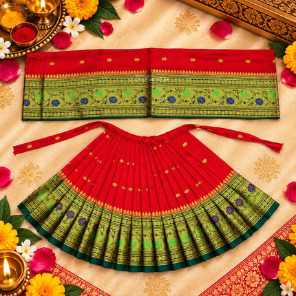 Maharani Mahalaxmi  Saree Vastra/Poshak | Kalash Sthapana Margashirsh Puja| Traditional Dress Poshak for Devi Maa Lakshmi for Pujas - Size of Lehanga 9(Height) x 19 (Length) Inch (9 Inches Poshak)