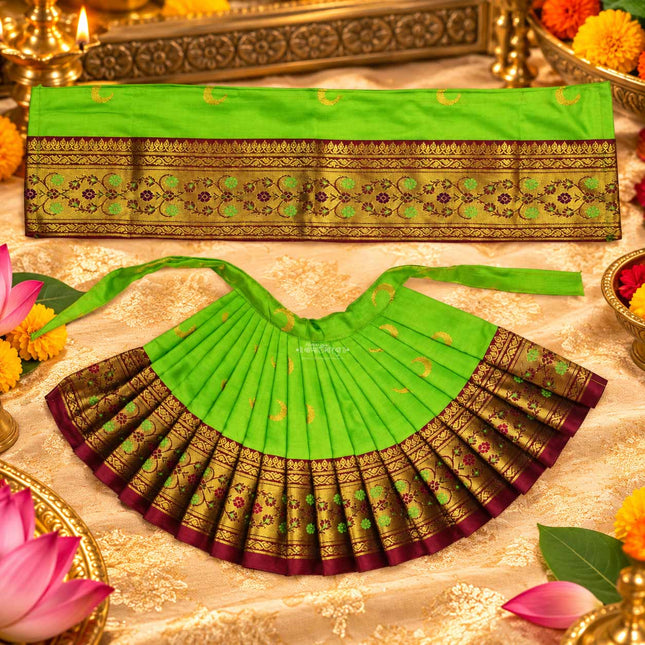 Maharani Mahalaxmi Devi Dress | Traditional Red Poshak for Devi Maa | Handcrafted Saree Vastra for Kalash Sthapana, Margashirsh & Navratri Puja  (7 Inch Poshak) (Green)