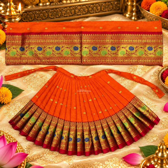 Maharani Devi Dress 9 Inch – Traditional Orange Poshak for Goddess Idol  Kalash Sthapana Margashirsha Puja Special | Traditional Devi Maa Lakshmi Dress Poshak for Ghat Sthapana & Festival Pooja | (9 Inch Poshak)
