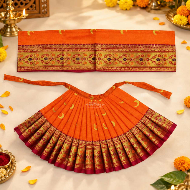 Maharani  Devi Mata Lakshmi Pujan Poshak | Kalash Sthapana & Margashirsh Puja Dress | Varalakshmi Devi Poshak for Navratri | Traditional Goddess Dress for Idol & Home Temple (7 Inch Poshak)