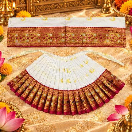Maharani Mahalaxmi Devi Dress | 7 Inch White Poshak for Devi Maa | Traditional Vastra for Kalash Sthapana & Navratri Puja (7 inch Poshak)