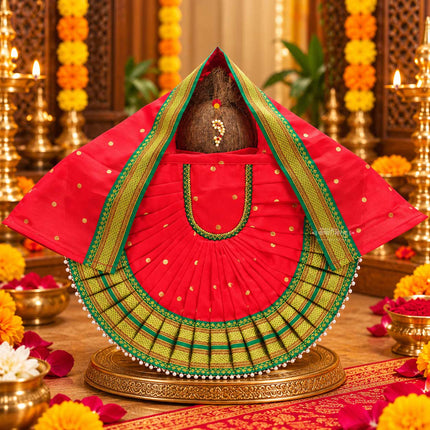 राजनंदनी महालक्ष्मी देवी पोषाख | पूजेसाठी अस्सल कोल्हापुरी लक्ष्मी पोषाख आणि मंदिर कलश स्थापना पोषाख मार्गशीर्ष पूजेसाठी | नवरात्रीसाठी पारंपरिक कलश शृंगार पोषाख