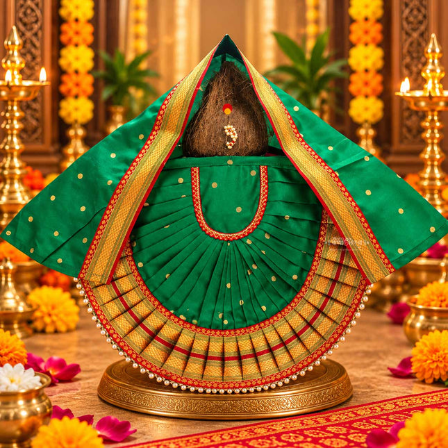 Rajnandani Kolhapuri Mahalaxmi Dress Vastra/Poshak | Kalash Sthapana Margashirsh Puja | Traditional Dress Poshak for Devi Maa Lakshmi for Puja (12  Inch Poshak)