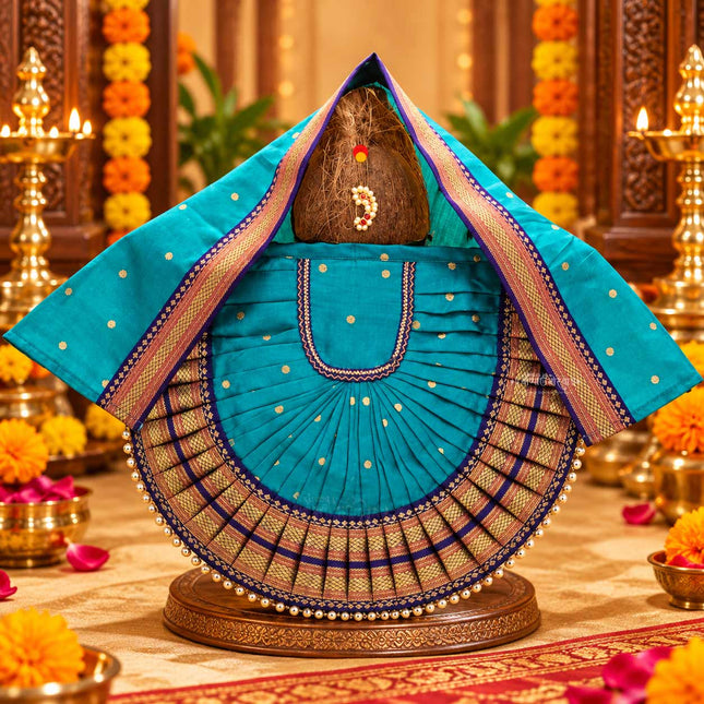 Rajnandani Kolhapuri Mata Rani  Devi Dress | Traditional Goddess Dress Poshak for Lakshmi Durga Ambabai Kalash Sthapana Margashirsh Puja | Navratri Traditional Dress Poshak (12 Inch Poshak)