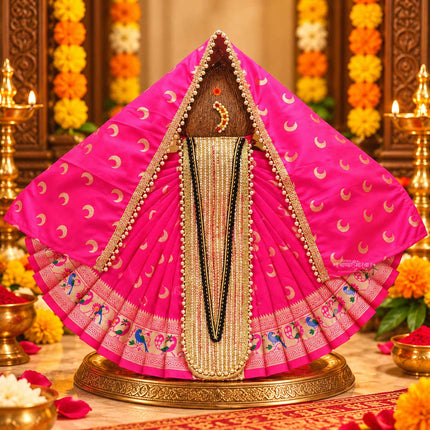 Karveer Nivasini Mahalaxmi Devi Dress – Traditional Ambabai Kolhapur Poshak for Goddess Idol | Puja Attire for Kalash Sthapana, Margashirsh Navratri, Guruvar Vratam & Daily Worship | Decorative Poshak for Devi Maa (12 INCH POSHAK)