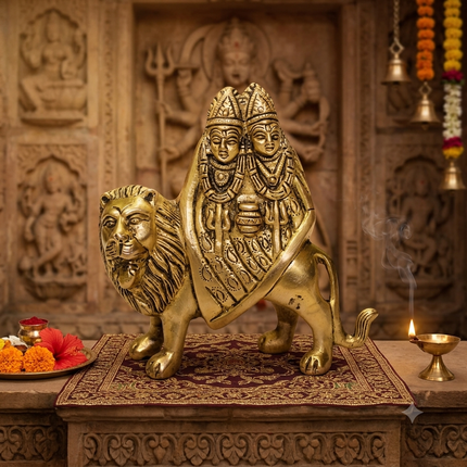 Brass Chamunda Devi Murti | Divine Goddess Idol for Puja & Vastu (पितळी चामुंडा देवी मूर्ती | पूजा आणि वास्तूसाठी दैवी देवी मूर्ती)