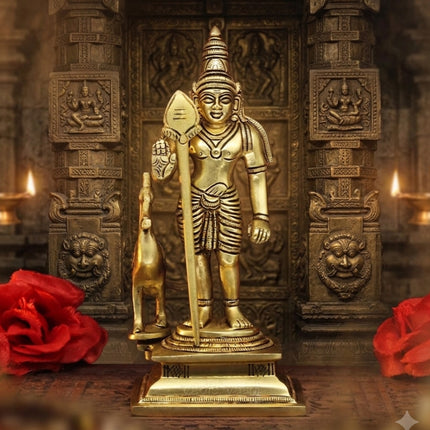Kartikeya (Murugan) Swami Fine Brass Statue for Home Temple, Puja & Spiritual Decor (कार्तिकेय (मुरुगन) स्वामींची उत्कृष्ट पितळी मूर्ती)